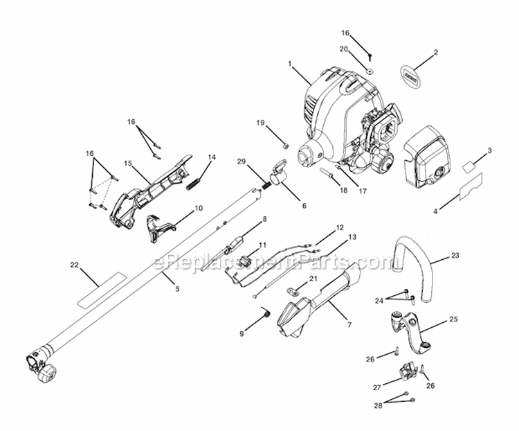 Upper Shaft Diagram and Parts List for 51936  Toro Trimmer
