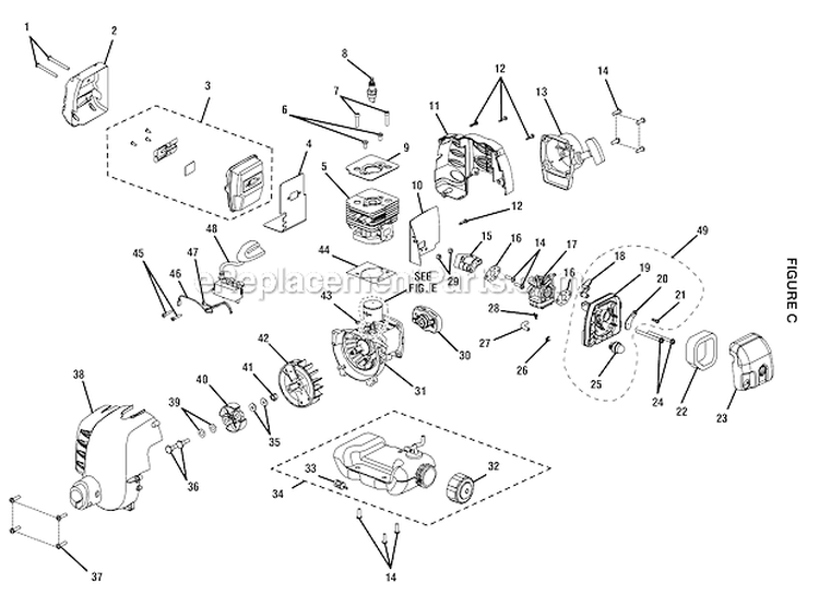 Figure C Diagram and Parts List for 51992  Toro Brush Cutter