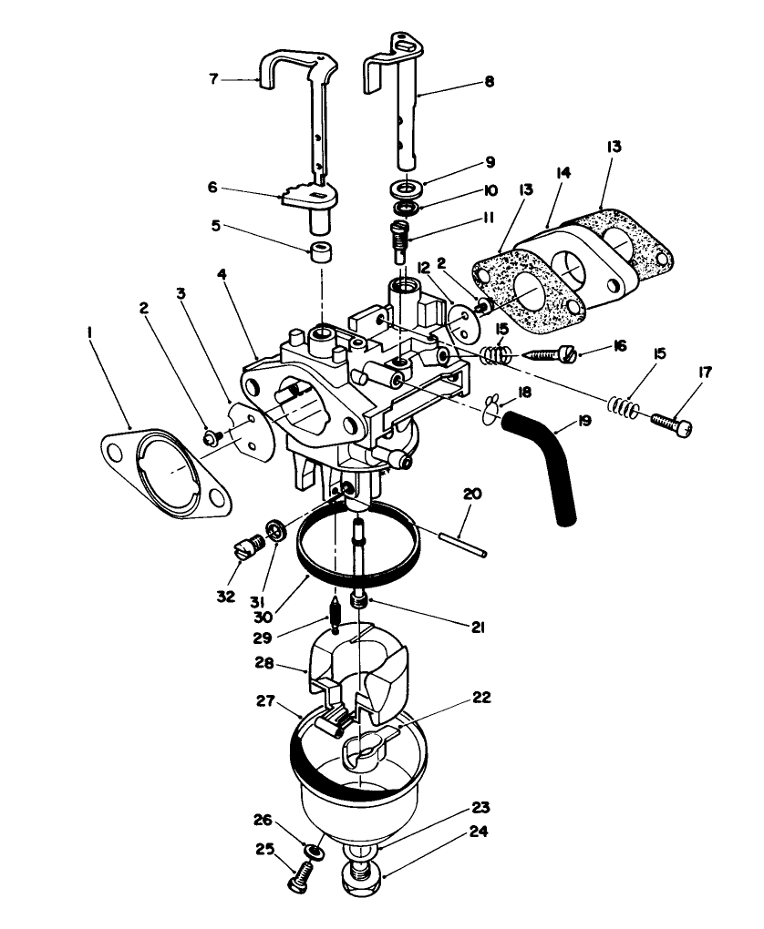 Carburetor Assembly (Model No. Vml0-7) Diagram and Parts List for 20921B 2000001 - 2999999 Toro Lawn Mower
