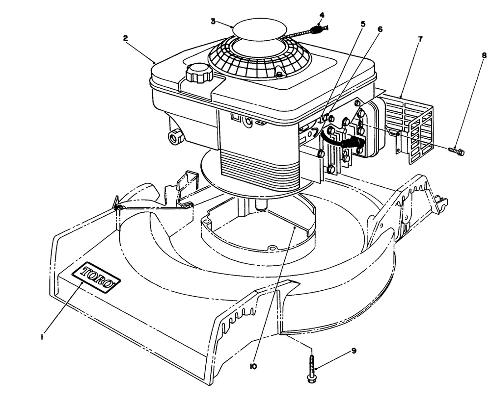 Engine Assembly Diagram and Parts List for 16400 2000001 - 2999999 Toro Lawn Mower