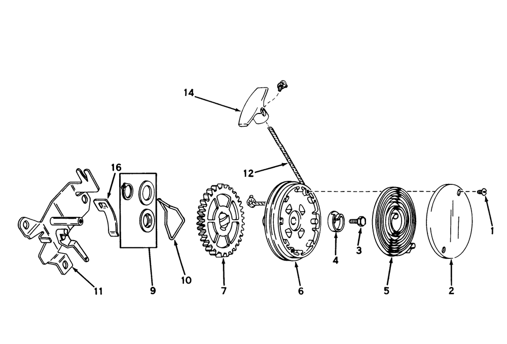 Rewind Starter No. 590519 Diagram and Parts List for 16165 1000001 - 1999999 Toro Lawn Mower