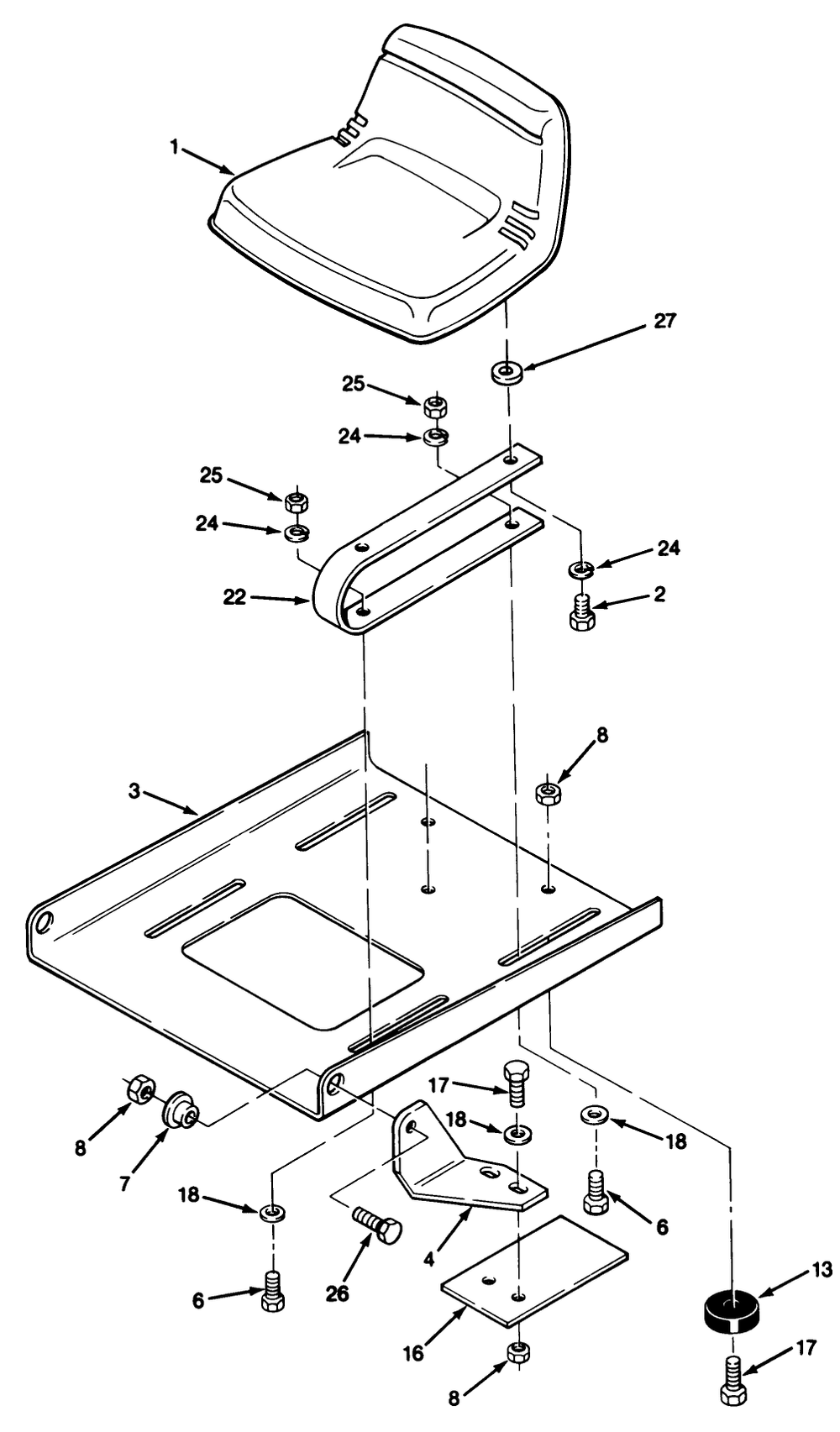 Seat Assembly Diagram and Parts List for R2-12O502 2000001 - 2999999 Toro Lawn Tractor