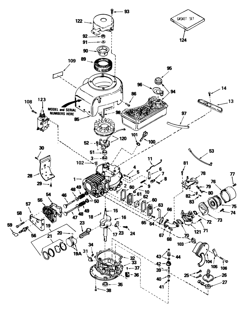 Tecumseh Engine Model No. V70-125183d Diagram and Parts List for 56125 3000001 - 3999999 Toro Lawn Tractor