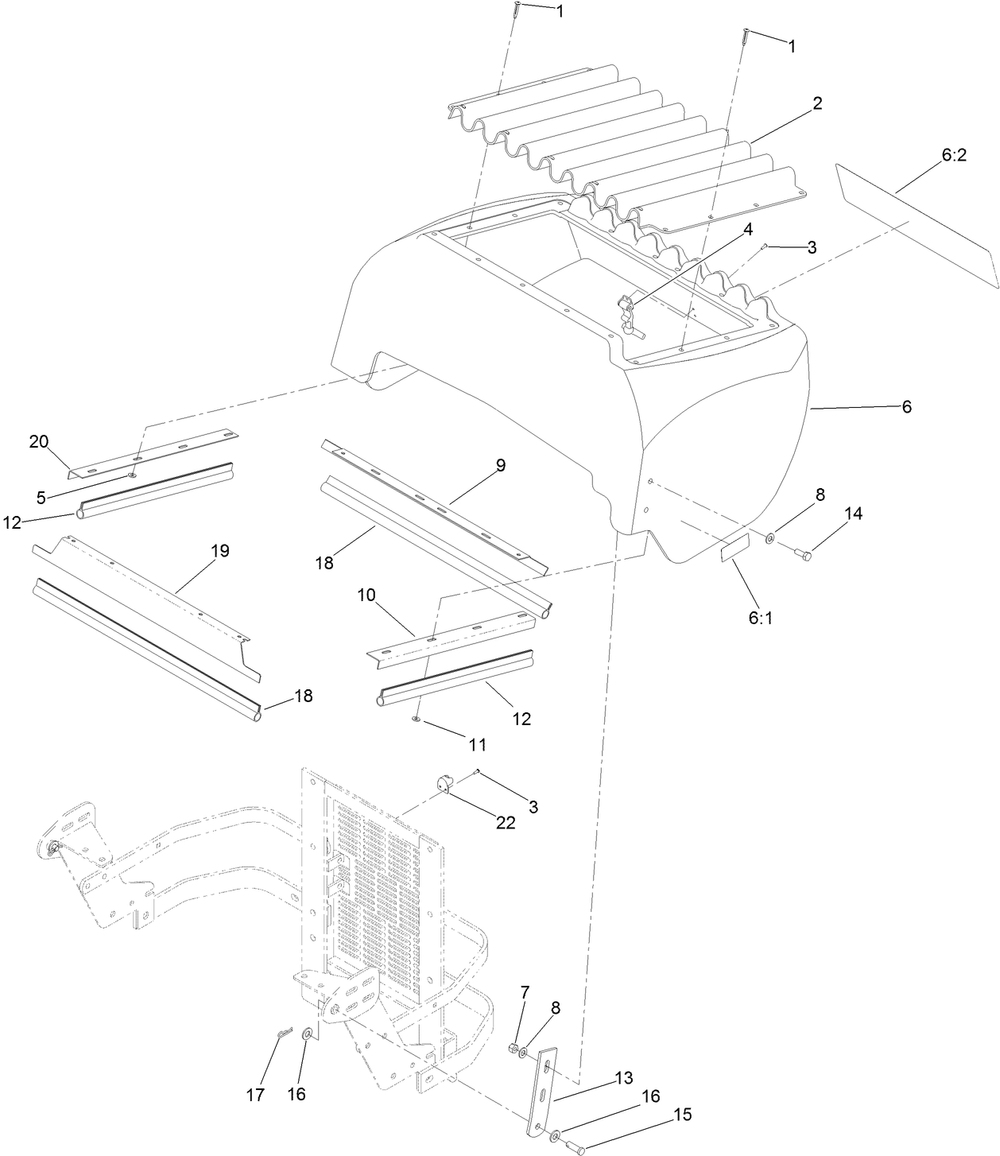 Hood Assembly Diagram and Parts List for 72279TE 410000000-999999999 Toro Lawn Tractor