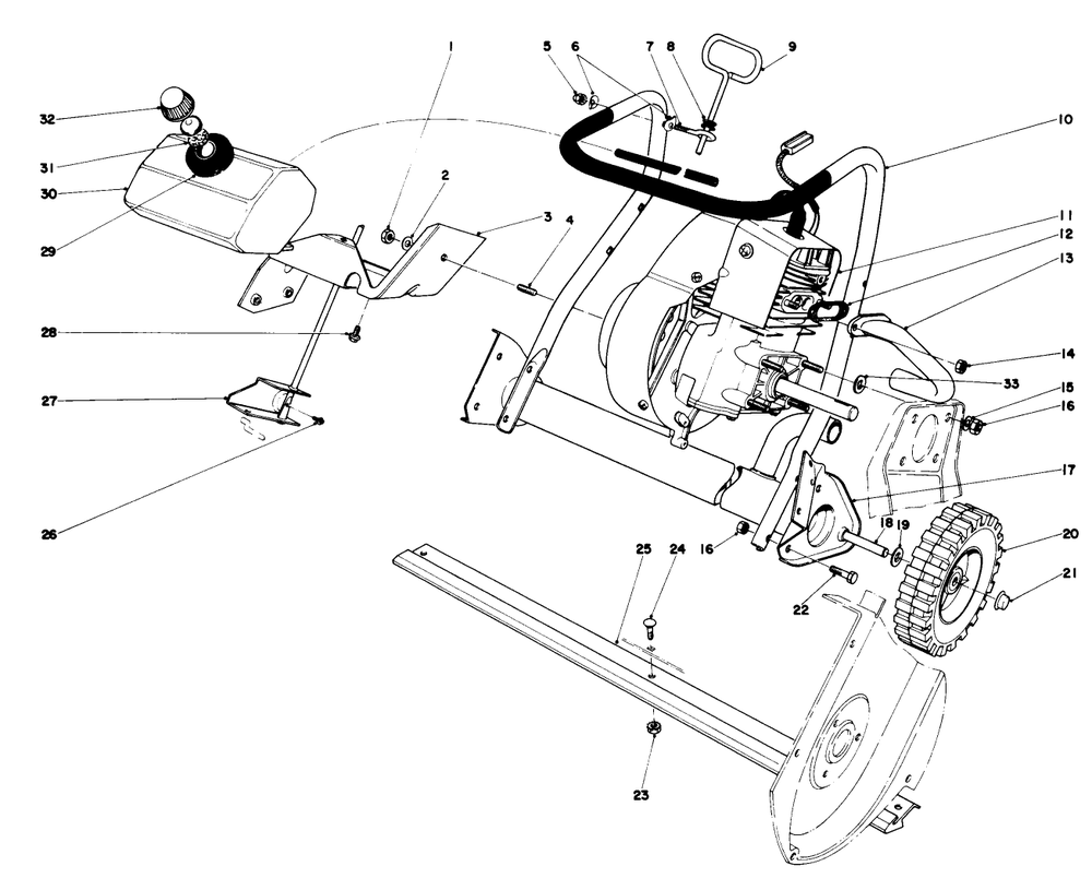 Engine Assembly Diagram and Parts List for 38120 0000001 - 0015000 Toro Snow Blower