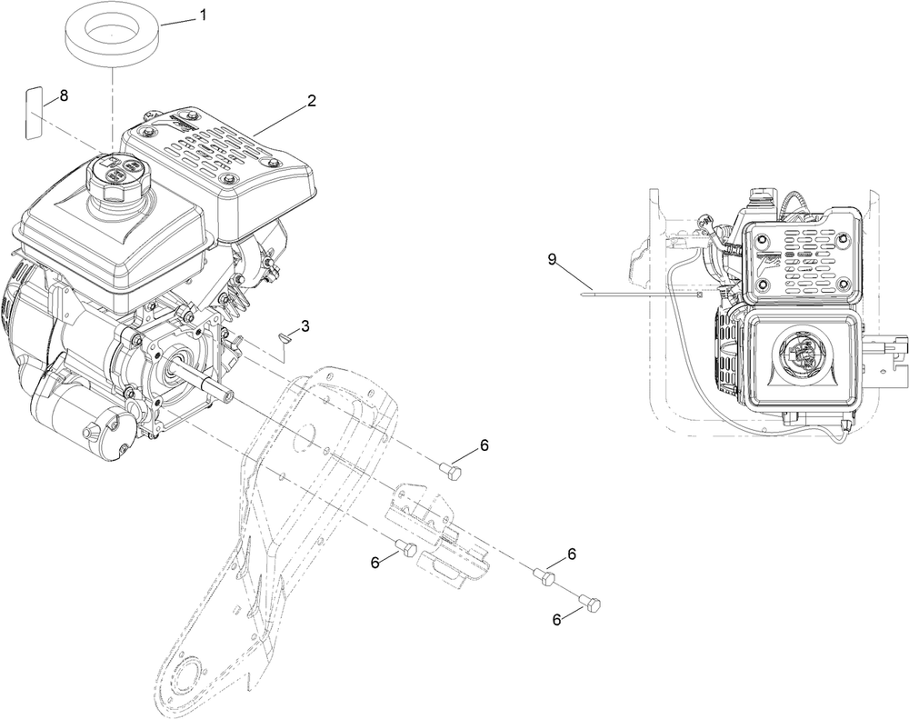 Engine Assembly Diagram and Parts List for 38473 409130000 - 999999999 Toro Snow Blower
