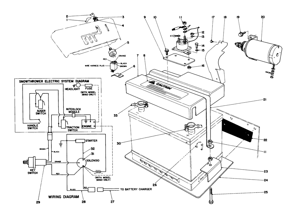 12 Volt Starting Motor Kit 42-3370 (Optional) Diagram and Parts List for 38155 6000001 - 6999999 Toro Snow Blower