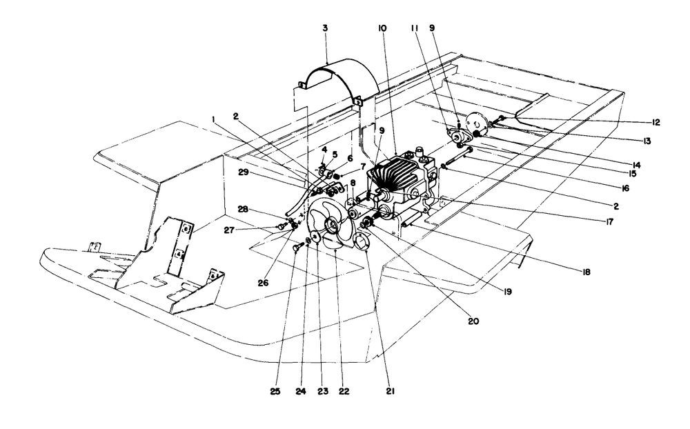 Transmission And Fan Assembly Diagram and Parts List for 30550 80000001 - 89999999 Toro Lawn Tractor