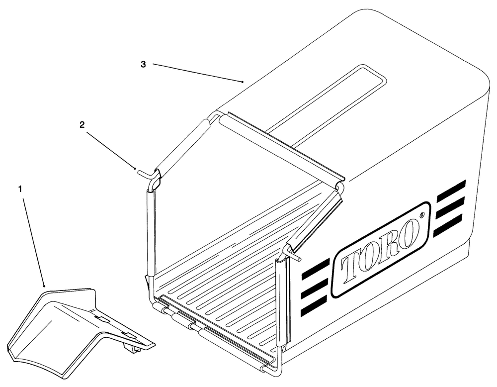 Grass Bag Assembly Diagram and Parts List for 21001B 6900001 - 6999999 Toro Lawn Mower