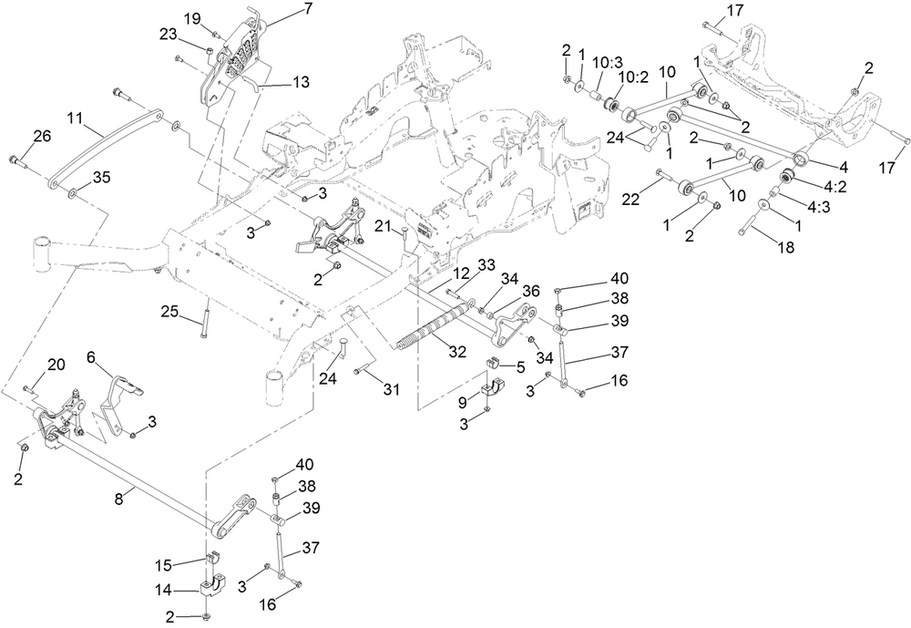 Deck Lift Assembly Diagram and Parts List for 74923TE (312000001-312999999)(2012) Toro Lawn Mower
