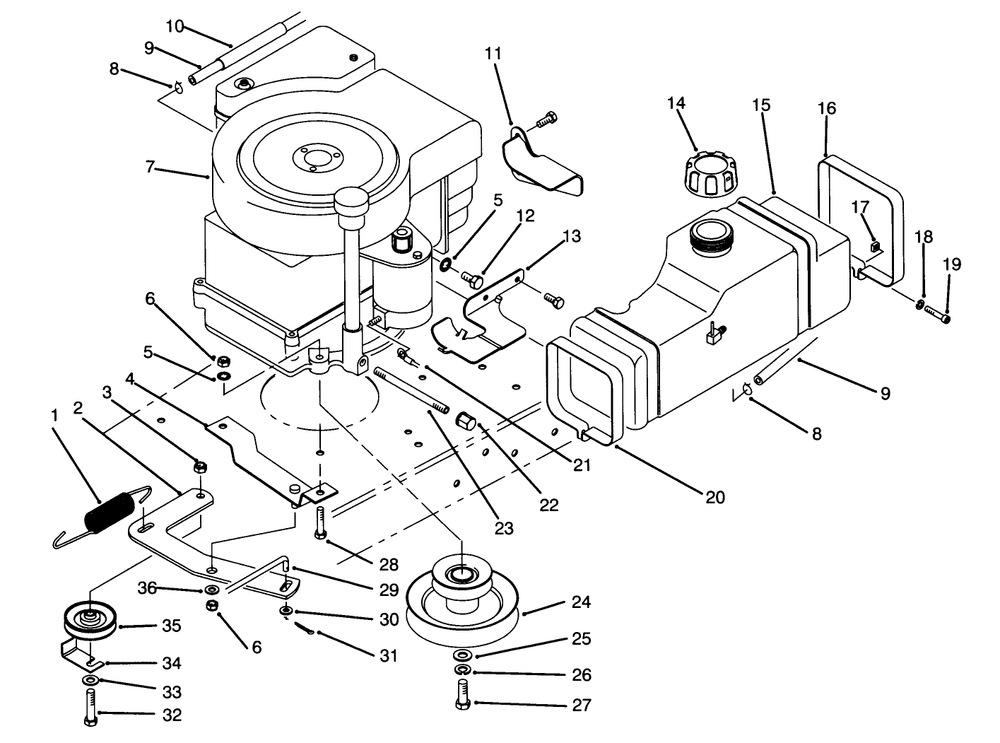 Engine Assembly Diagram and Parts List for 70140 3900001 - 3999999 Toro Lawn Tractor