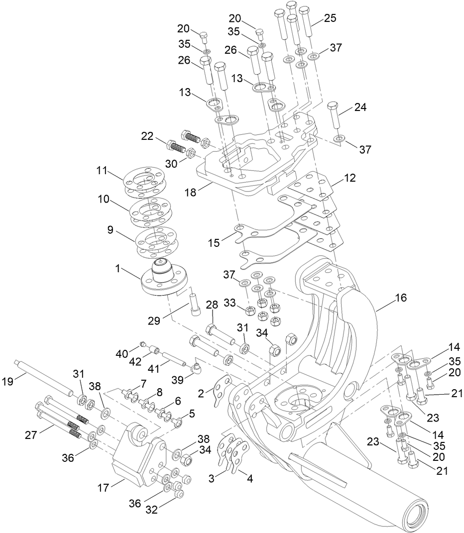 Front Right And Rear Left Attachment  Assembly No. 136-3970 Diagram and Parts List for 25429E  Toro Lawn Tractor Accessories