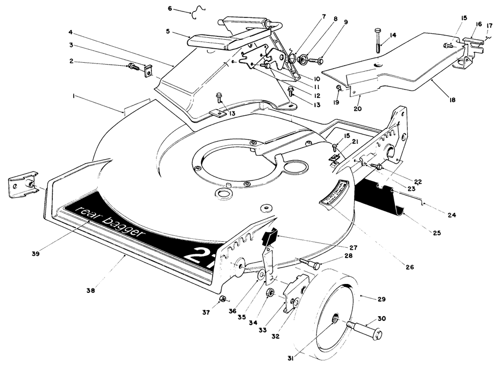 Housing Assembly Diagram and Parts List for 20672 4000001 - 4999999 Toro Lawn Mower