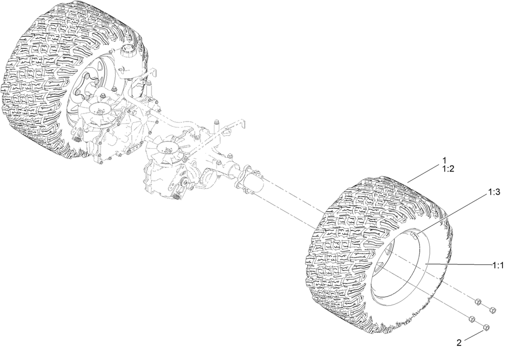 Wheel Assembly Diagram and Parts List for 77284 410200000-411582569 Toro Lawn Tractor
