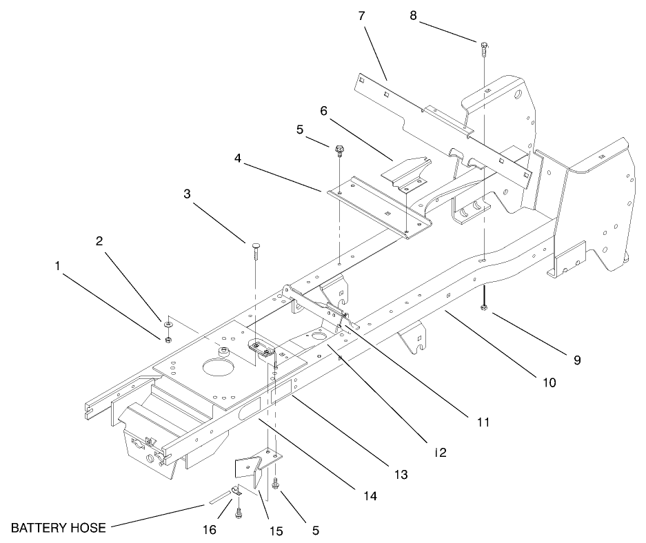 Frame Assembly Diagram and Parts List for 72115 9900001 - 9999999 Toro Lawn Tractor