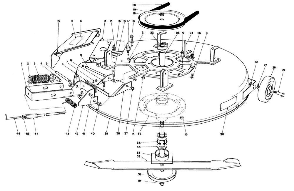 Mower Assembly Diagram and Parts List for 56155 4000001 - 4999999 Toro Lawn Tractor