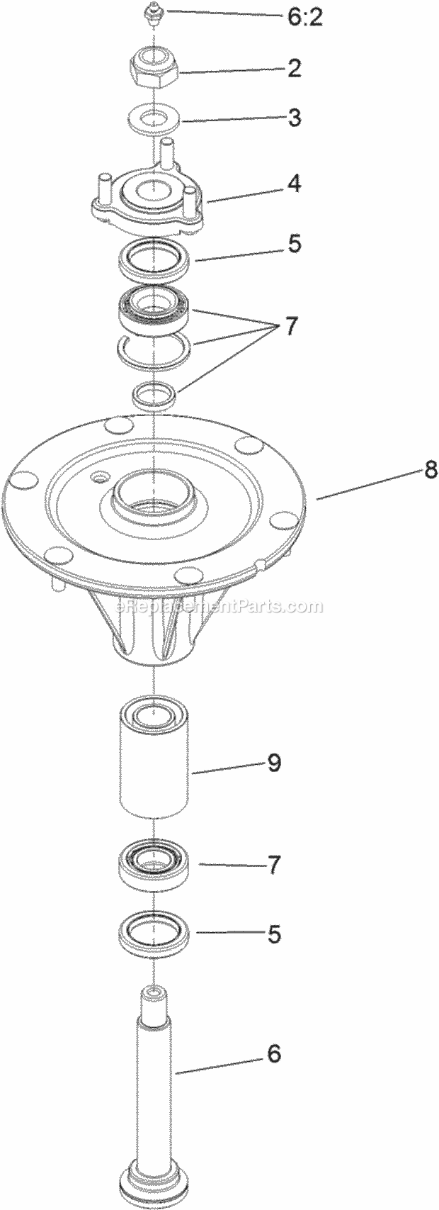 Spindle Assembly No. 119-8500 Diagram and Parts List for 74979 313000001-313999999 Toro Lawn Mower