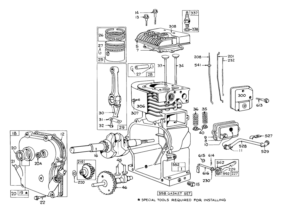 Engine Briggs & Stratton Model No. 100292 Diagram and Parts List for 58110 2000001 - 2999999 Toro Tiller