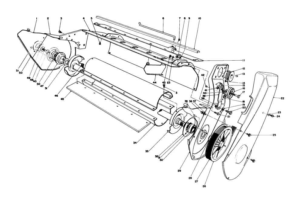 Lower Main Frame Assembly Diagram and Parts List for 38165 7000001 - 7999999 Toro Snow Blower