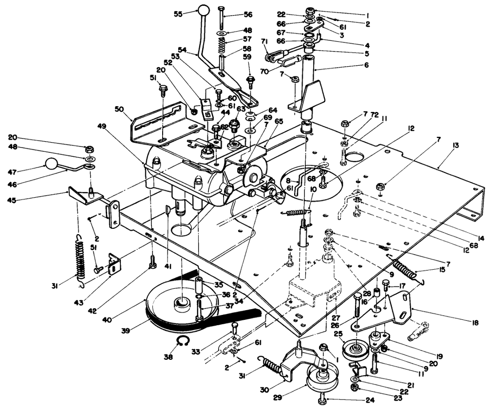 Transmission & Linkage Assembly Diagram and Parts List for 56128 9000001 - 9999999 Toro Lawn Tractor