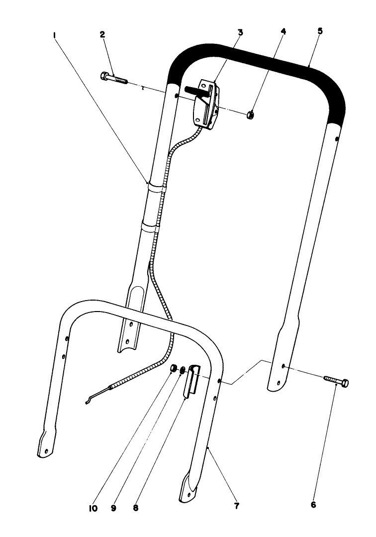 Handle Assembly Diagram and Parts List for 23400 1000001 - 1999999 Toro Lawn Mower