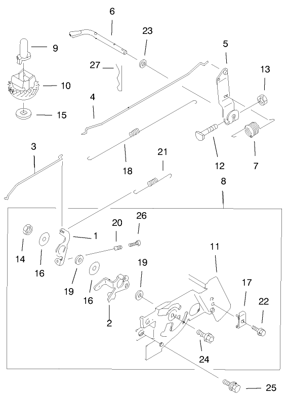 Control Linkage Assembly Diagram and Parts List for 20044 99000001 - 99999999 Toro Lawn Mower