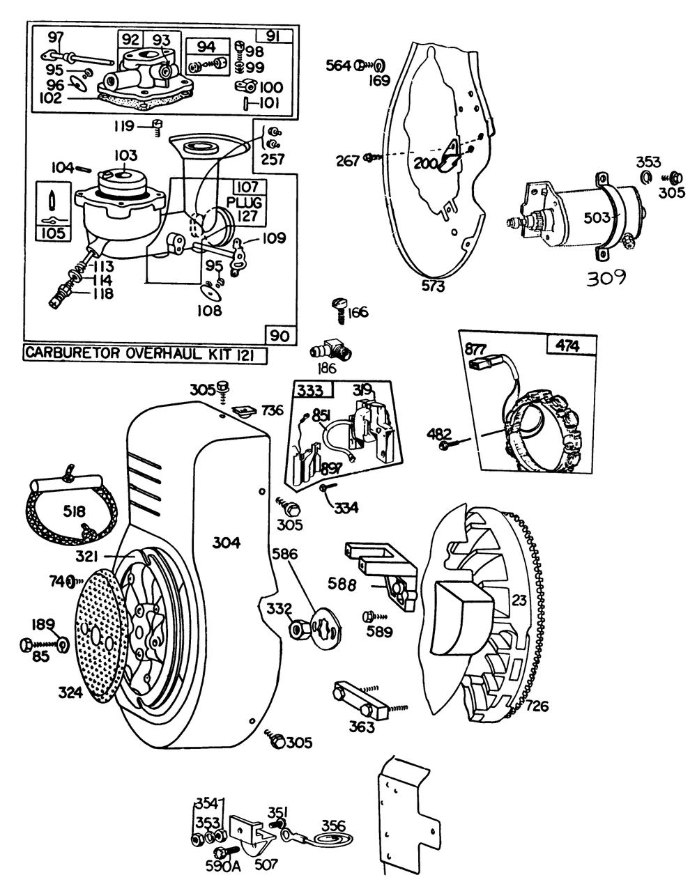 Briggs & Stratton Engine Briggs & Stratton Model No. 326437-0630-01 Diagram and Parts List for 30775 400001 - 499999 Toro Lawn Tractor