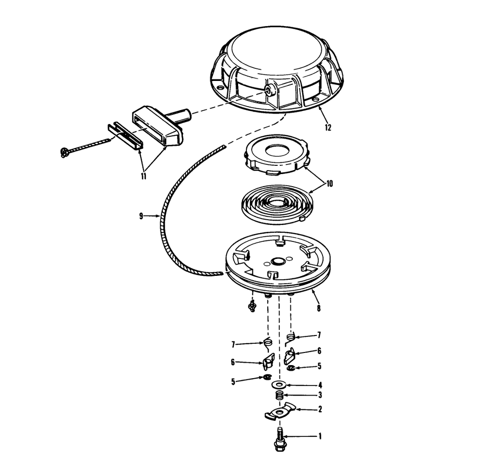Rewind Starter No. 590479 Diagram and Parts List for 38085 0000001 - 0999999 Toro Snow Blower