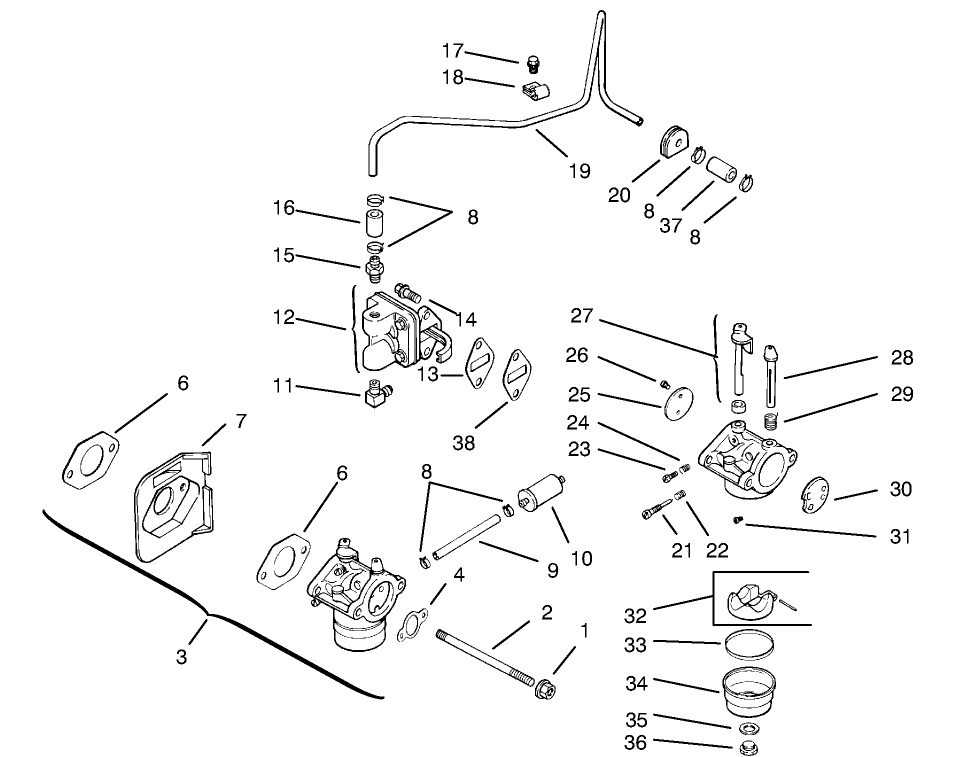 Fuel System-Kohler Diagram and Parts List for 72045 7900001 - 7999999 Toro Lawn Tractor