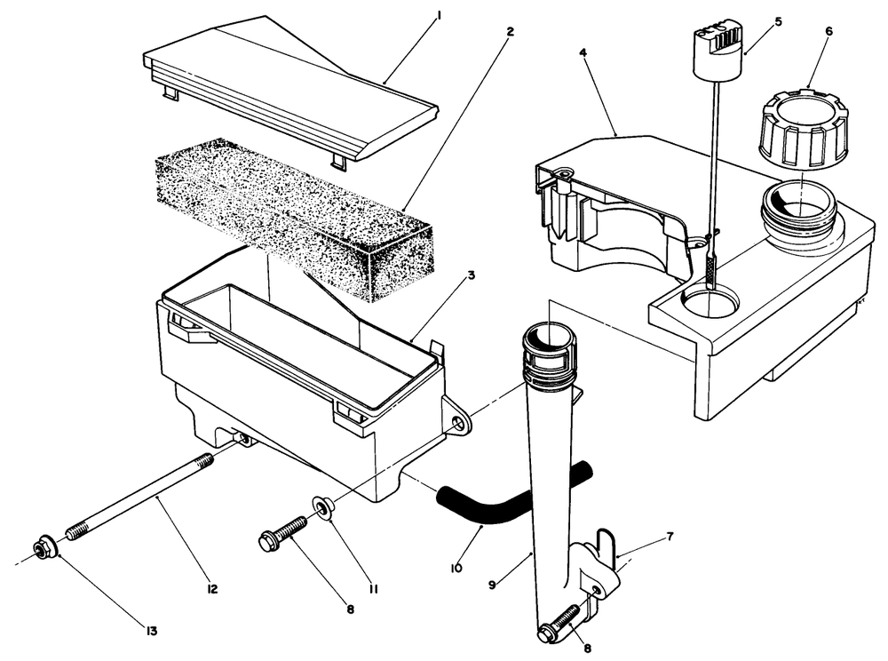 Air Cleaner & Fuel Tank Assembly (Model No. Vml0-2) Diagram and Parts List for 20320 2000001 - 2999999 Toro Lawn Mower