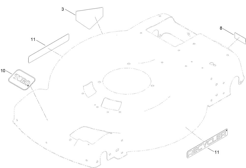 Decal Assembly Diagram and Parts List for 21467 400000000 - 999999999 Toro Lawn Mower