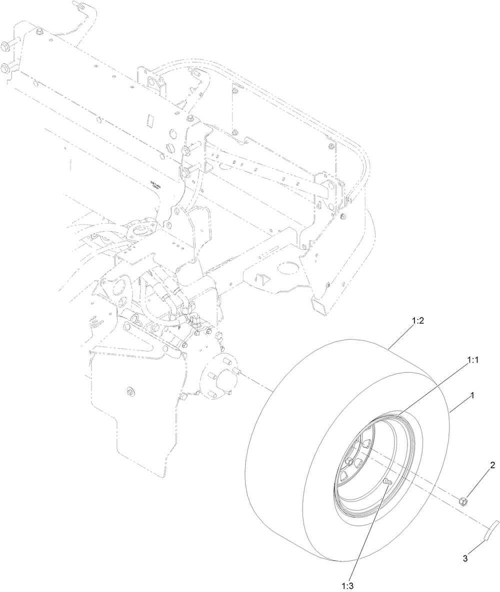 Drive Wheel Assembly Diagram and Parts List for 72098 413000000 - 999999999 Toro Lawn Tractor
