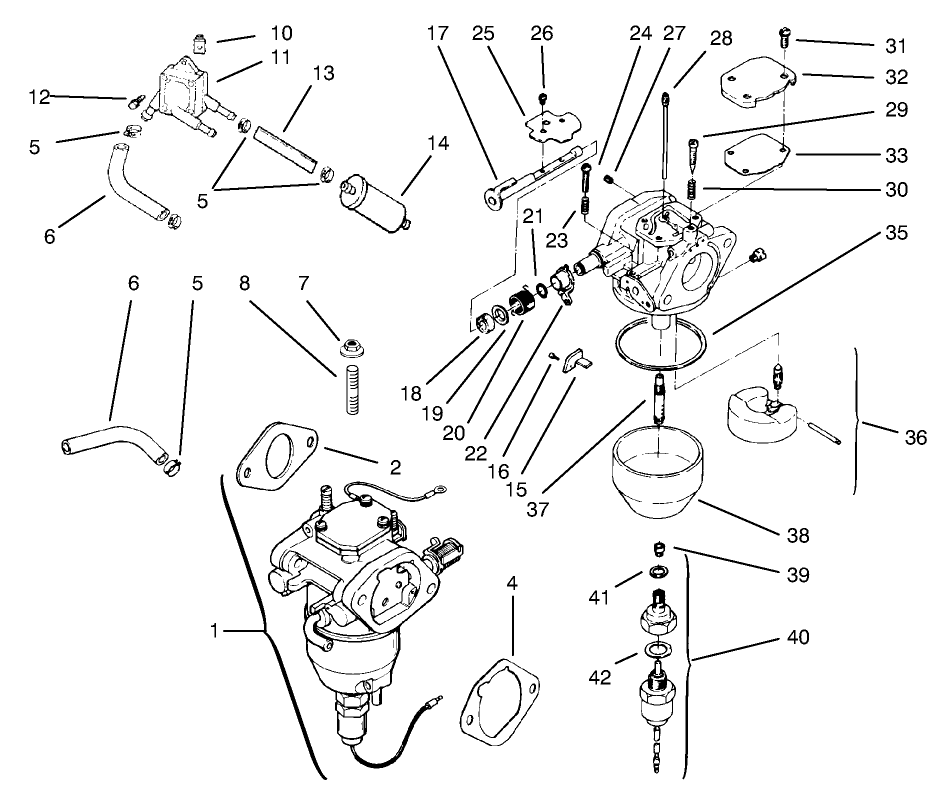 Fuel System Diagram and Parts List for 72110 8900600 - 8999999 Toro Lawn Tractor