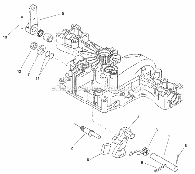Control Shaft Assembly Transmission Assembly Diagram and Parts List for 74596 312000001-312999999 Toro Lawn Mower