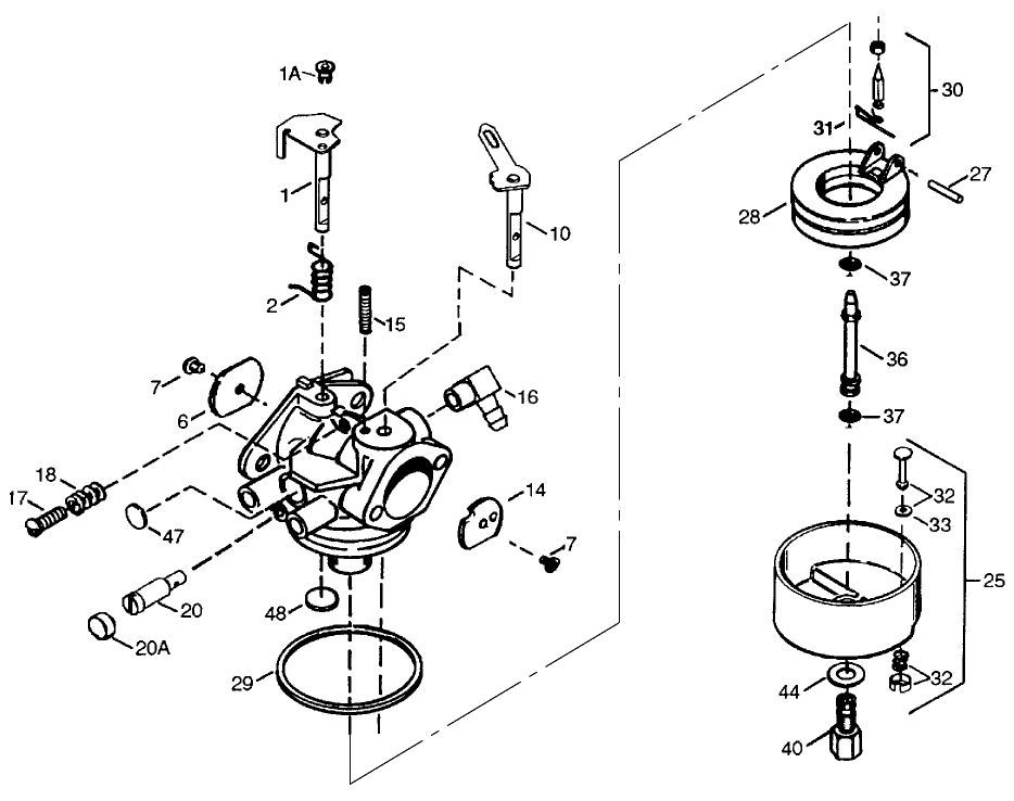 Carburetor Tecumseh #640169 Diagram and Parts List for 38542 99000001 - 99999999 Toro Snow Blower