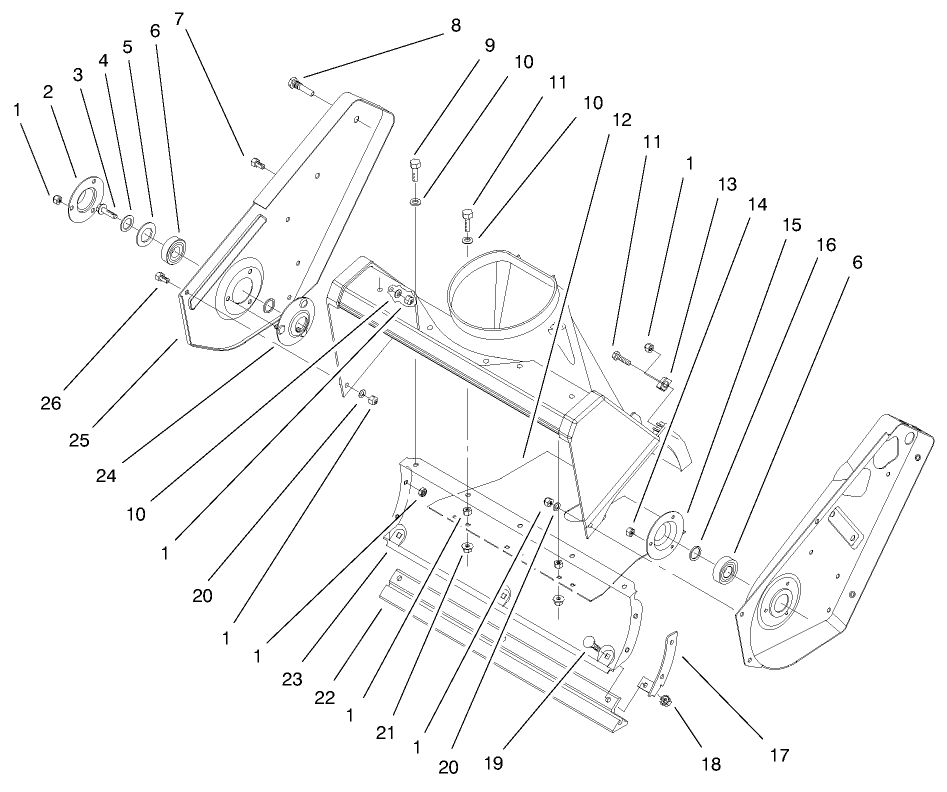 Side Plate & Scraper Assembly Diagram and Parts List for 38425 7900001 - 7999999 Toro Snow Blower