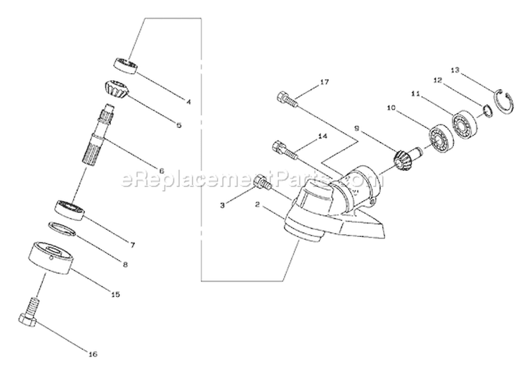 Gearcase Assembly Diagram and Parts List for 53002 890001-895000 - 1998 Toro Trimmer