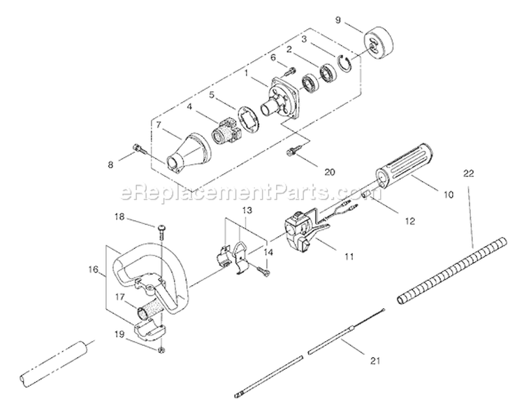 Clutch And Handle Assembly Diagram and Parts List for 53003 890001-895000 - 1998 Toro Trimmer