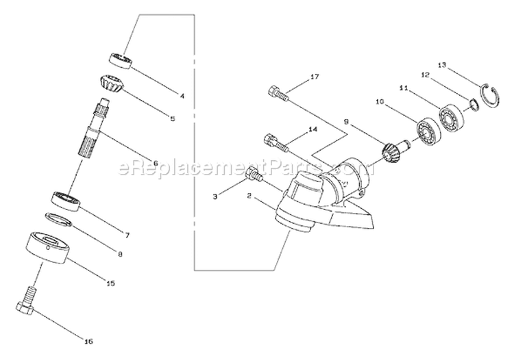 Gearcase Assembly Diagram and Parts List for 53003 890001-895000 - 1998 Toro Trimmer