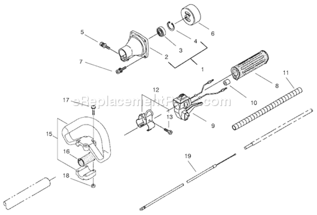 Clutch And Handle Assembly Diagram and Parts List for 53009 200000001-2009999992000 Toro Trimmer