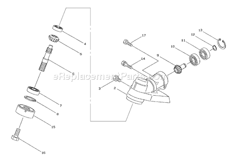 Gearcase Assembly Diagram and Parts List for 53010 790001-799999 - 1997 Toro Trimmer