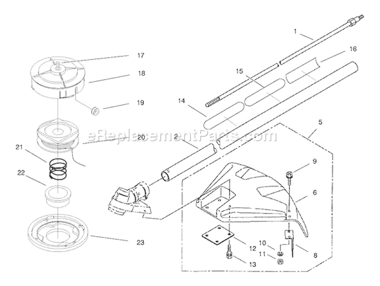 Head, Shaft And Shield Assembly Diagram and Parts List for 53011 790001-799999 - 1997 Toro Trimmer