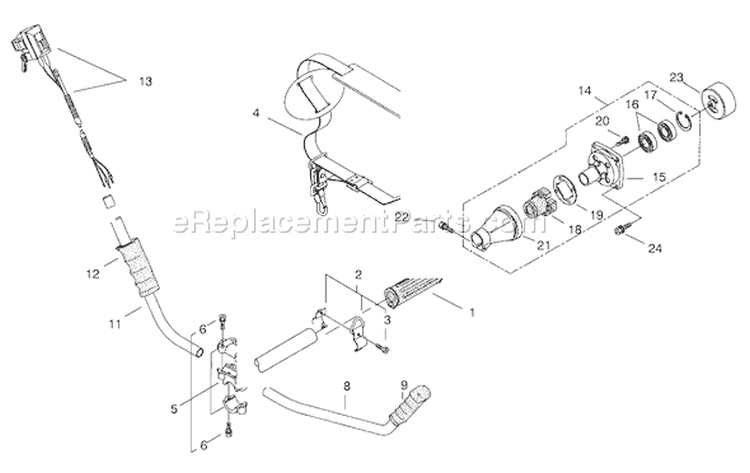 Clutch And Handle Assembly Diagram and Parts List for 53021 900001-999999 - 1999 Toro Trimmer