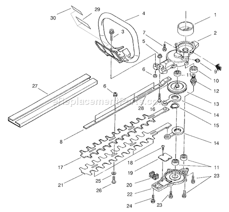 Blade And Case Assembly Diagram and Parts List for 53040 7900001-7999999 - 1997 Toro Trimmer