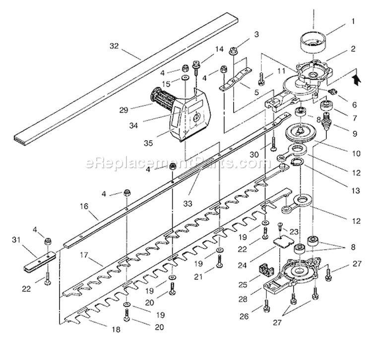Blade And Case Assembly Diagram and Parts List for 53041 7900001-7999999 - 1997 Toro Trimmer