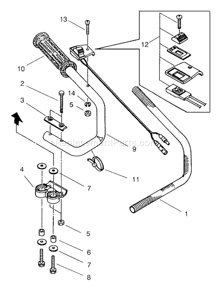 Handle Assembly Diagram and Parts List for 53041 7900001-7999999 - 1997 Toro Trimmer