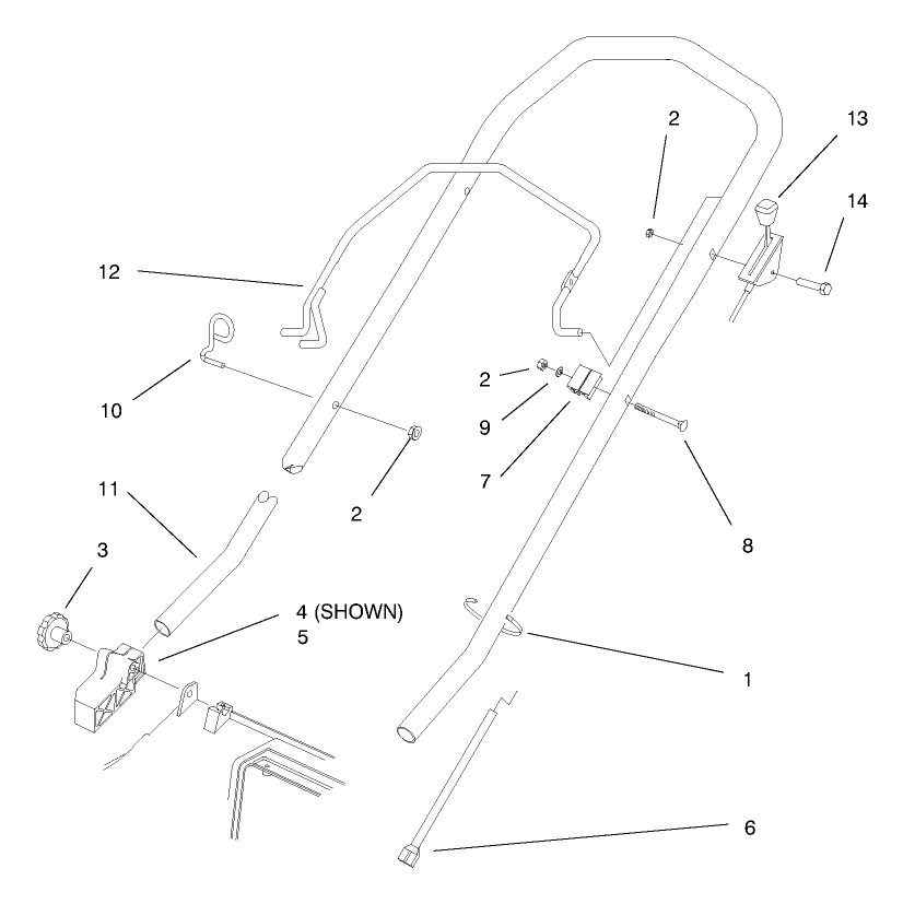 Handle Assembly Diagram and Parts List for 20913 890000001 - 899999999 Toro Lawn Mower