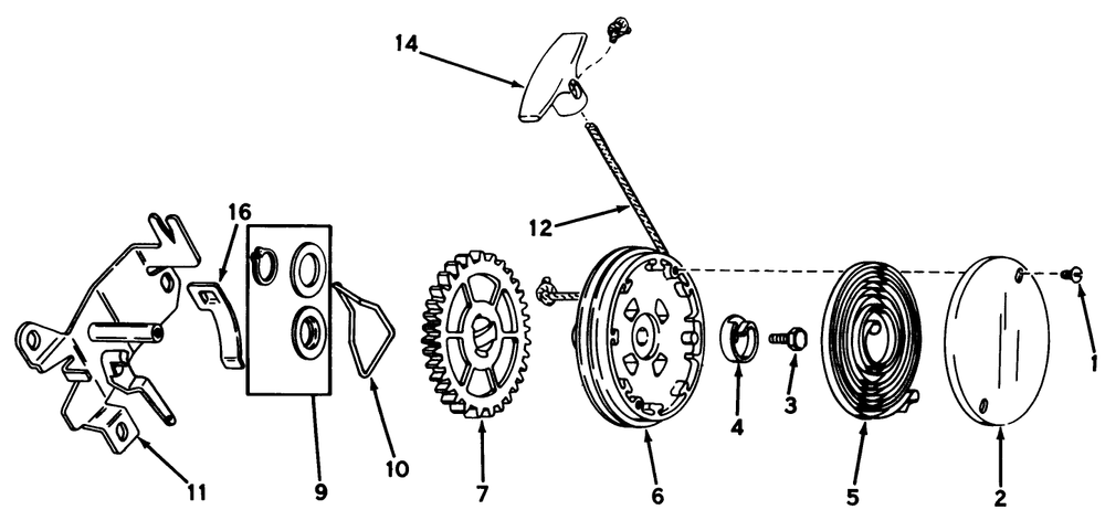 Rewind Starter No. 590519 Diagram and Parts List for 20810 9000001 - 9999999 Toro Lawn Mower