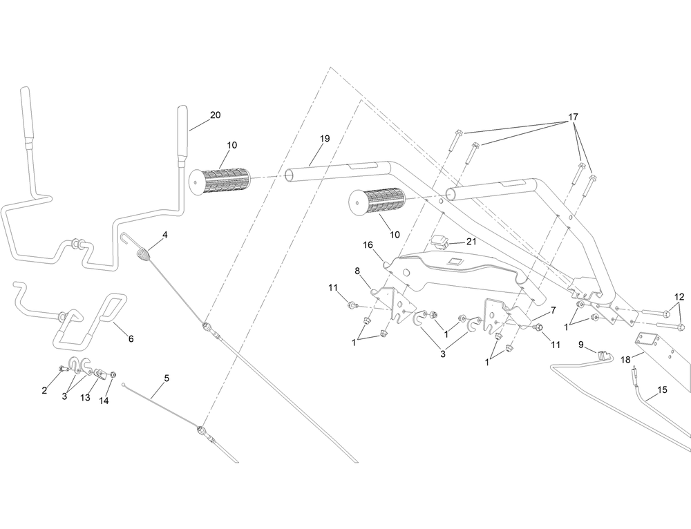 Handles And Controls Assembly Diagram and Parts List for 58603 322000001 - 322999999 Toro Tiller