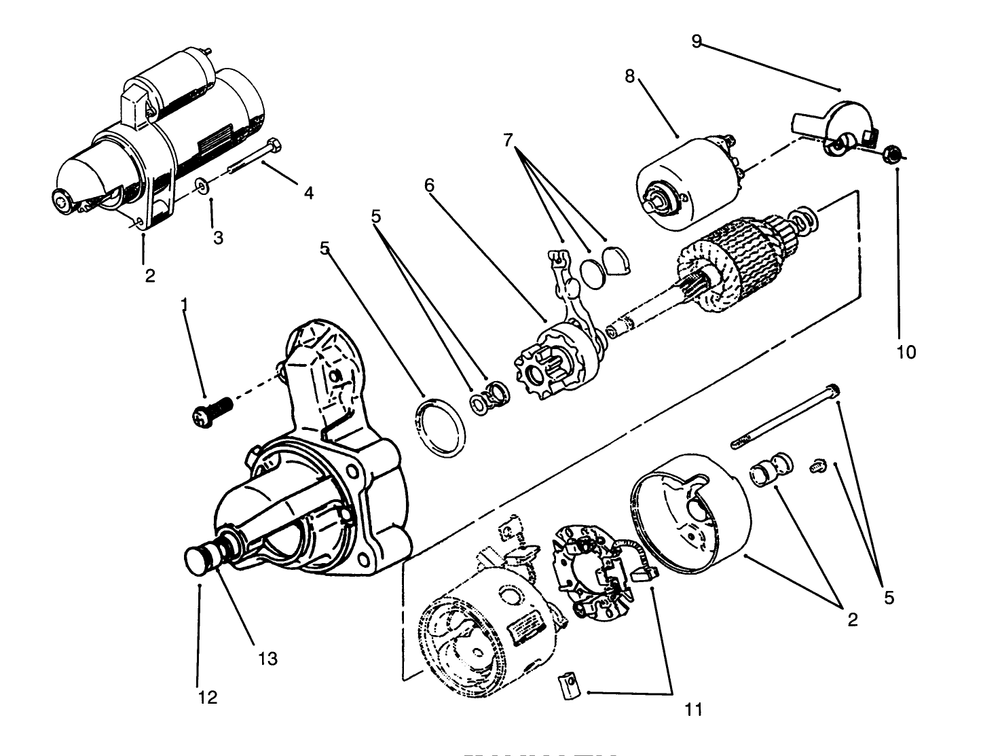 Starter Diagram and Parts List for 73421 3900001 - 3999999 Toro Lawn Tractor